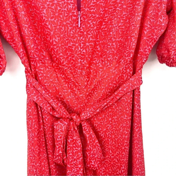 Ted Baker London Geometric Floral Print Puff Sleeves Midi Dress Size 8 US - Picture 8 of 11